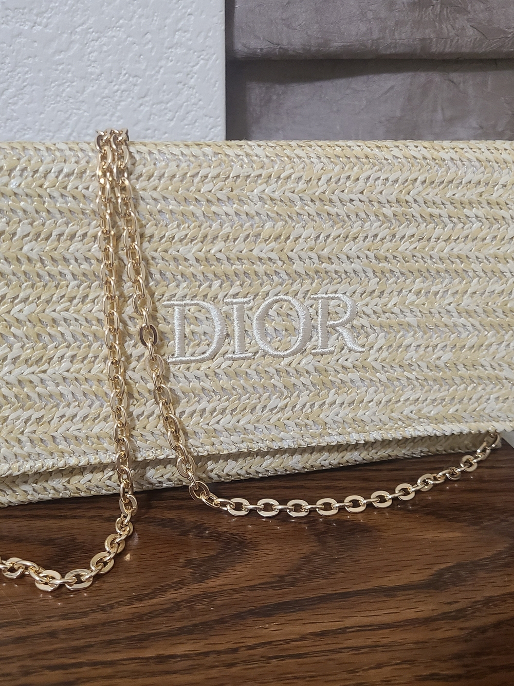 Dior woven material Chain Shoulder Bag in Natural